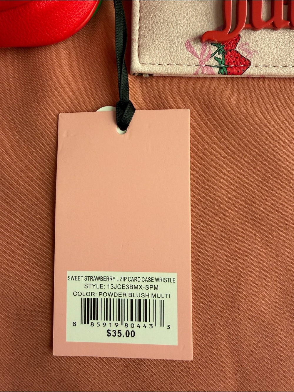 NWT Juicy Couture Strawberry Card Holder Wristlet - White & Red - Picture 4 of 4